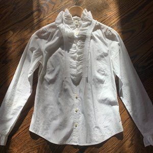Women's White Ruffled J.Crew Blouse